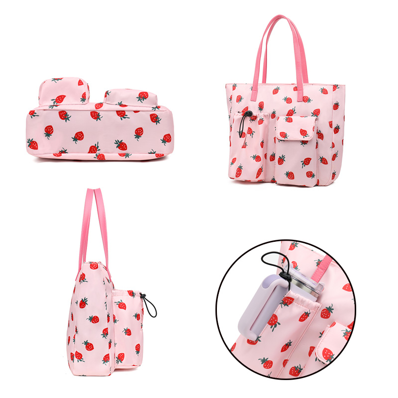 Floral white and pink butterfly print tote bag, adding a touch of freshness to your travels 307 Water Bottle Bag