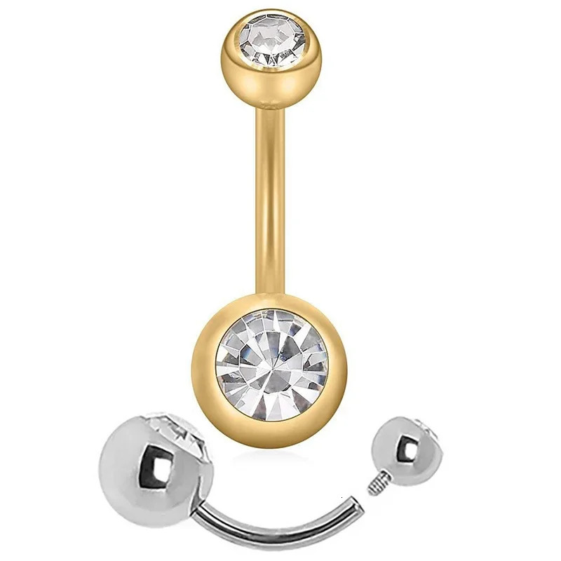 ASTM F136 PIERC Belly Button Ring Bellybutton Piercing Double Crystal Women Sexy Body Jewelry Ear pendant Navel Rings 250807