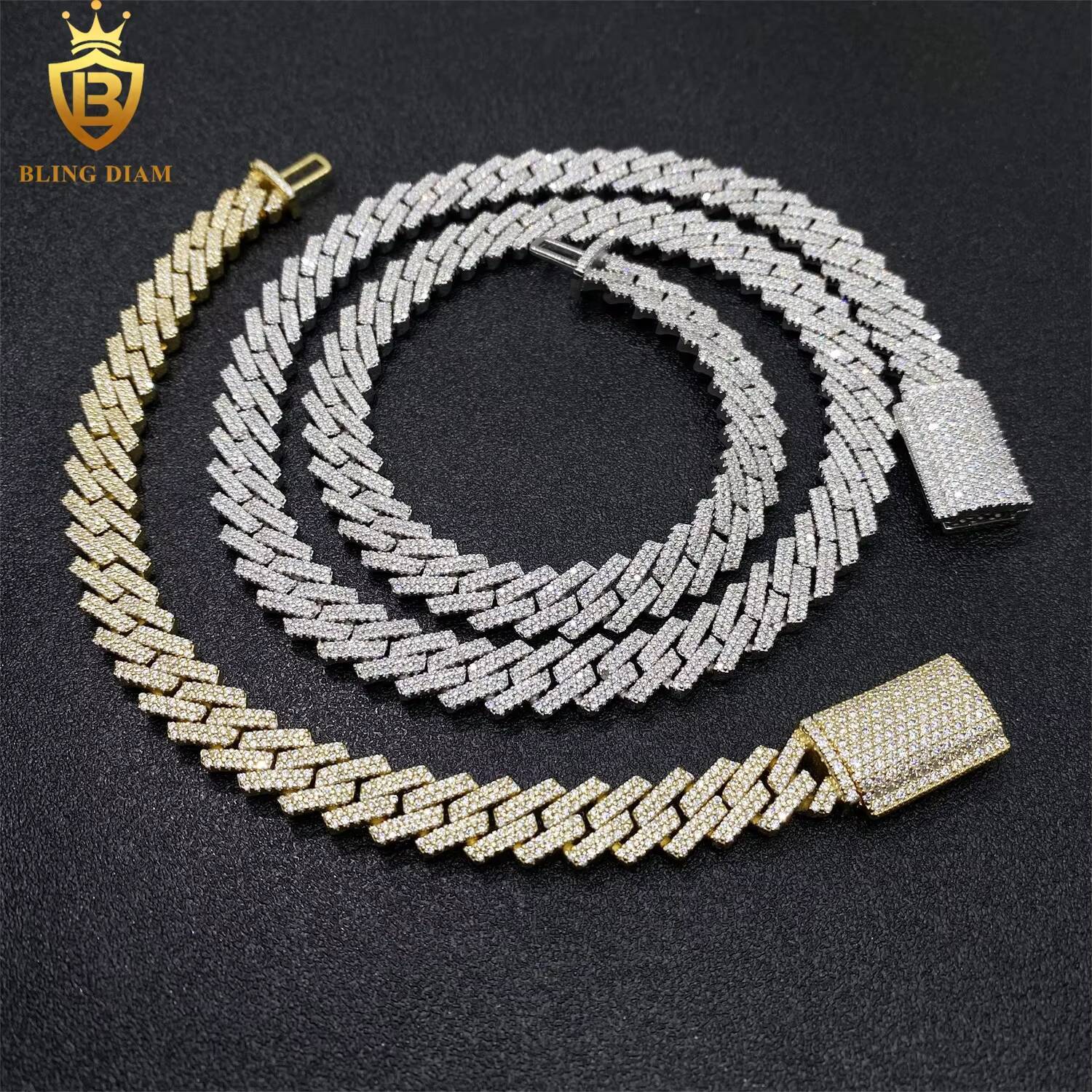 10mm Hip Hop Miami Jewelry 925 Sterling Silver Vvs Moissanite Cuban Link Chain Bracelet Necklace Promotions and Discounts