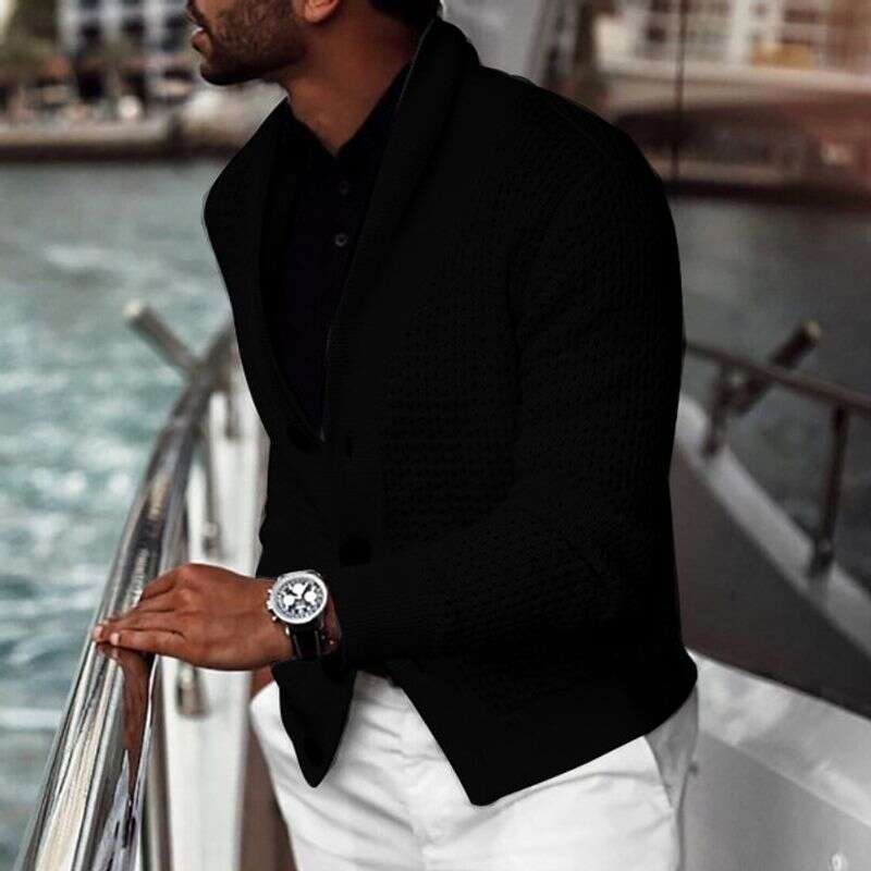 Men's Clothing 2024 New Solid Color Fashion Casual Slim Knitted Cardigan Sweater Men