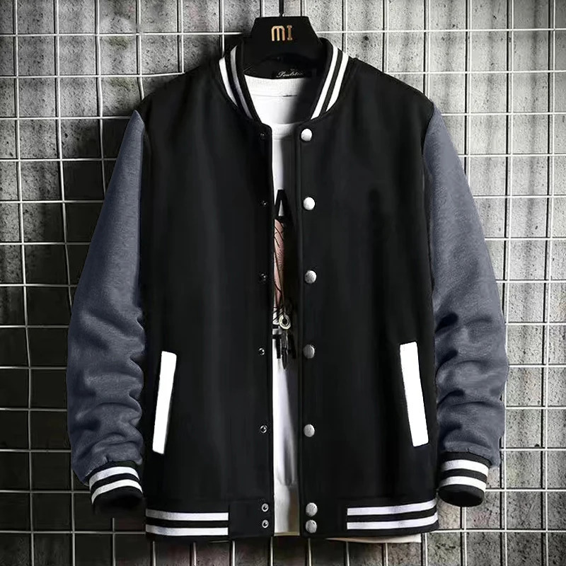 Black Gray White Solid Color Jacket Loose Oversize S5XL Clothes Men Women Baseball Uniform Street Coat Warm Fleece Soft Jackets 250814