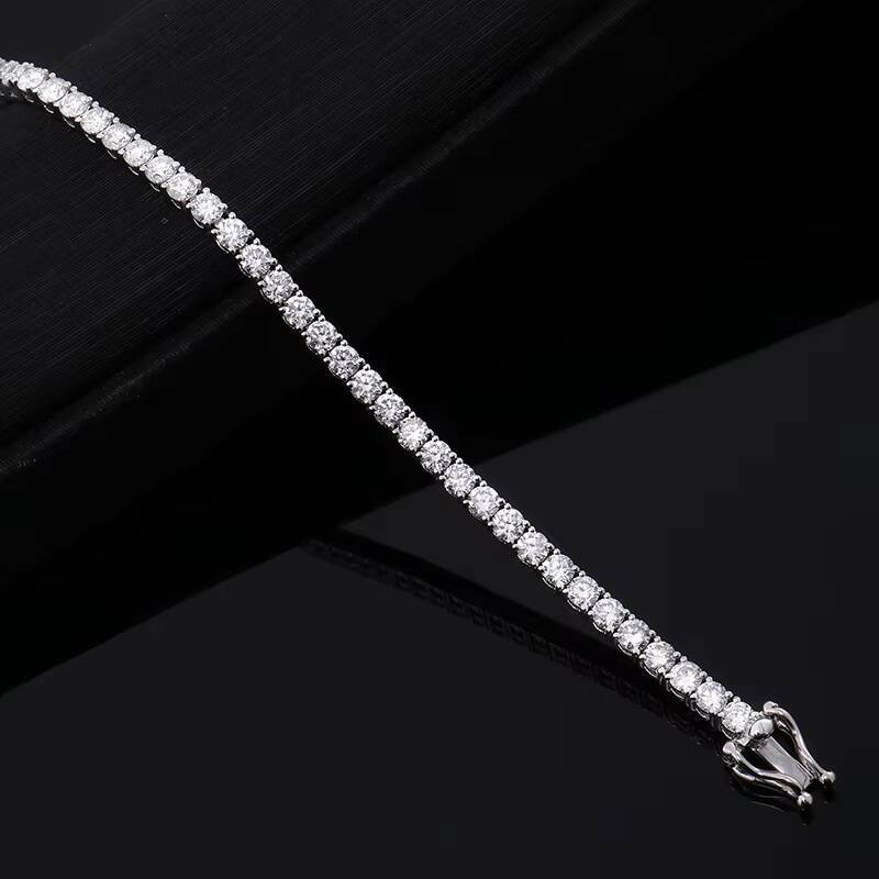 Handcrafted Hip Hop VVS Moissanite Diamond 3mm 4mm 5mm 14K Solid Gold Tennis Chain Bracelet Men Women Fine Jewelry