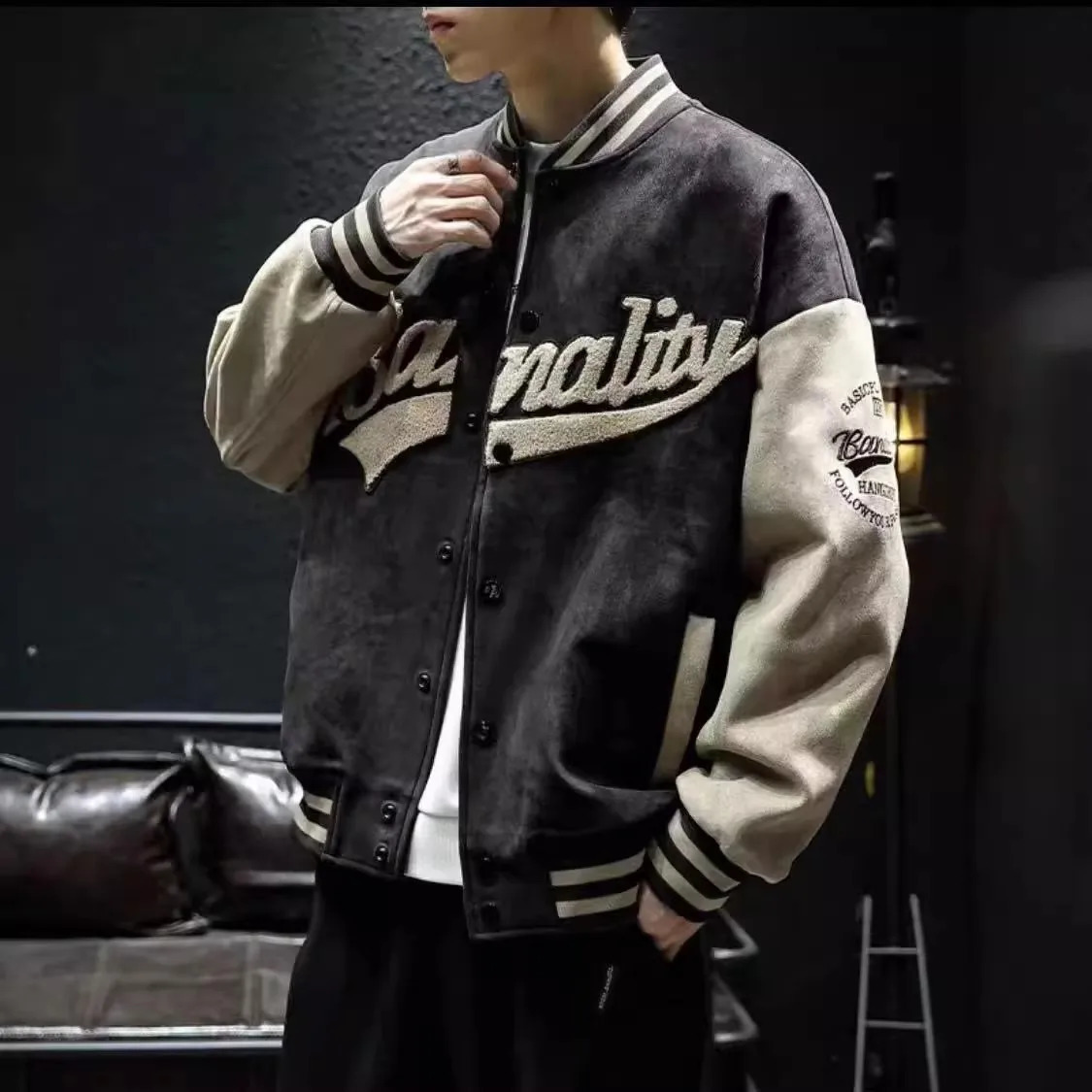 Mens Casual Loose Fit Jaet American Sle Spring Autumn Wear Resistant Dirtproof Stand Collar Workwear Youth Faion 250814