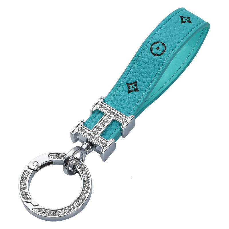New Style Dia-Encrusted Zinc Alloy Car Woven Metal Key Ring Accessories Chain Leather Rope Keychain