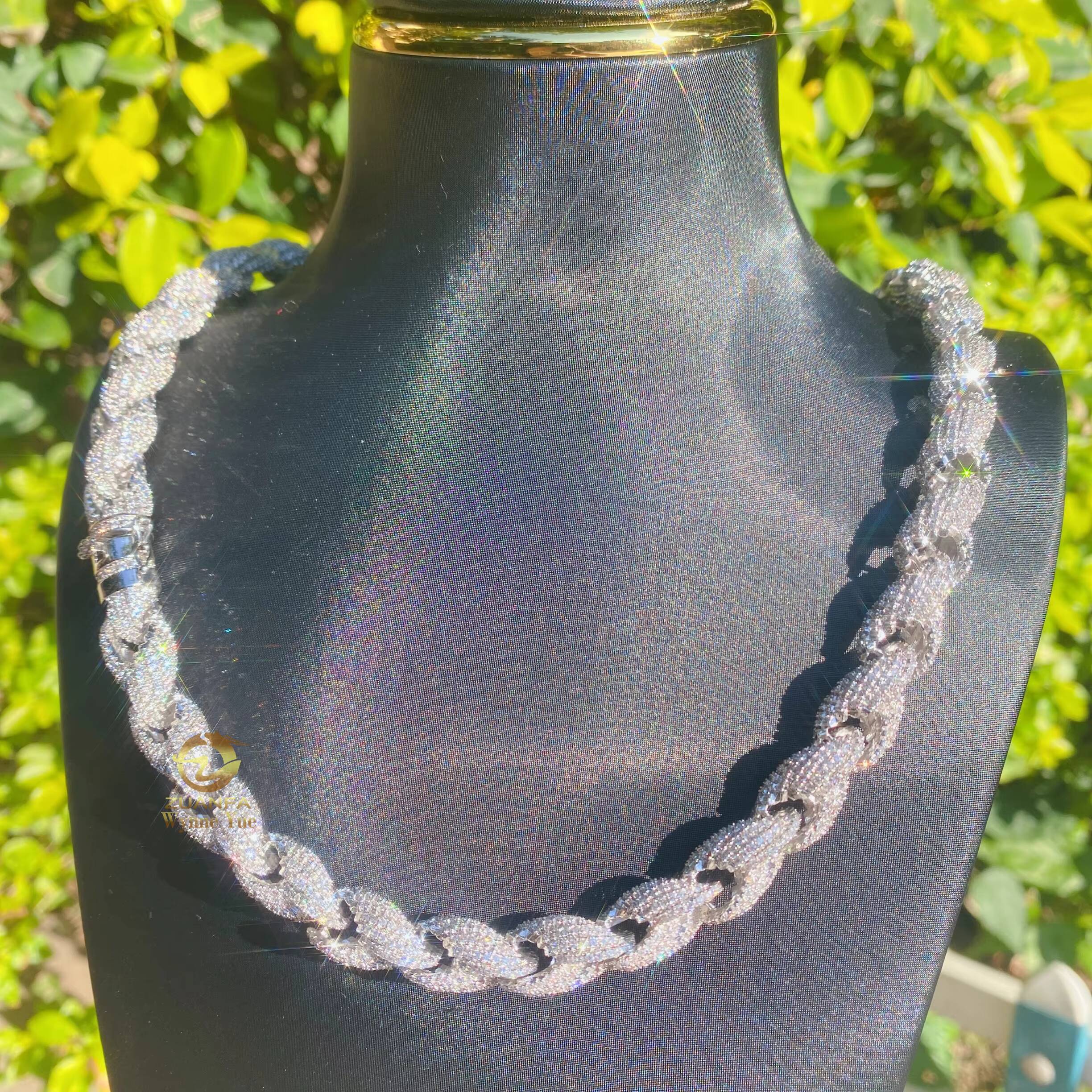 Custom Hiphop Iced Out 8mm/10mm 925 Sterling Silver Moissanite Diamond Rope Chain Necklace