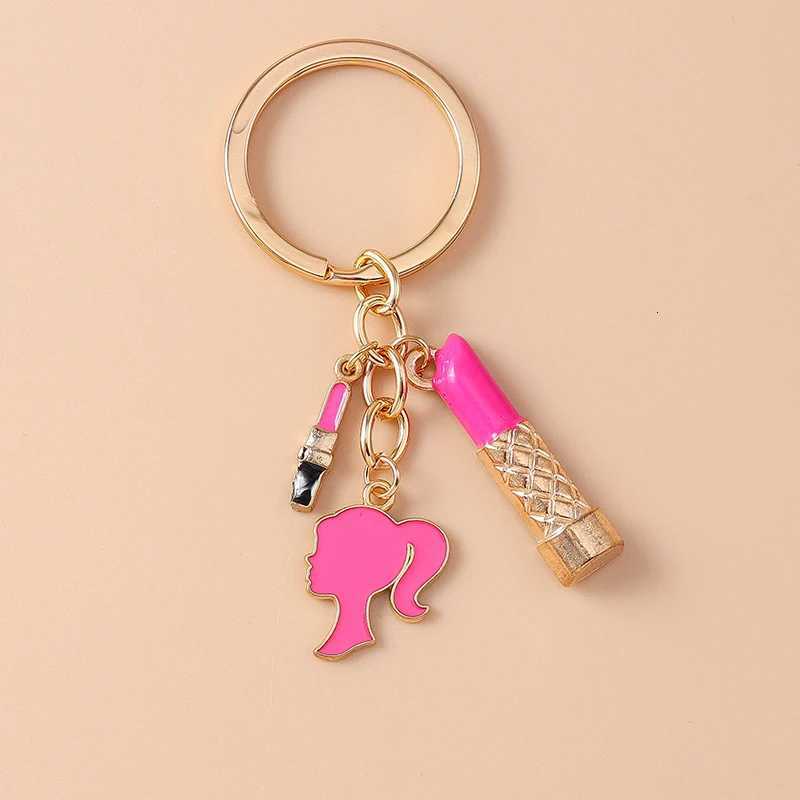 ute Enamel Bowknot Lipstick Keychain Wen Girls Number 5 Key Ring Pendant for Handbag Decoration Handmade Jewelry Gift Y250815