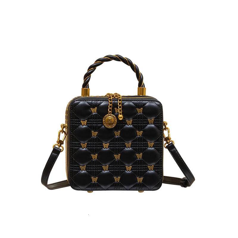 Women's Handbag 2024 New Brand Handbag, Leather Bucket Bag, High-End Designer, One Shoulder Crossbody Box, Small Square Bag