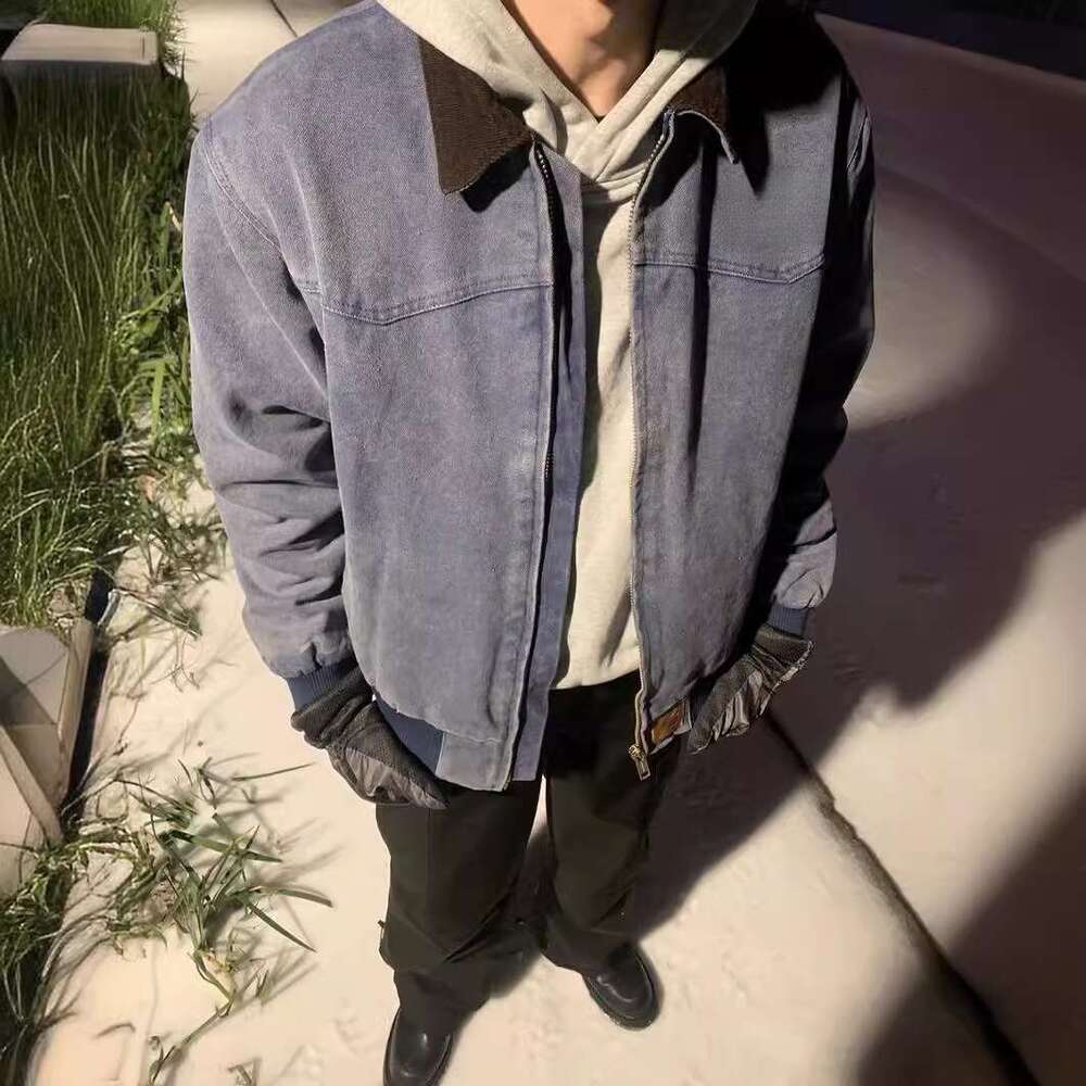 Carh Collaboration Stu Vintage Washed Canvas Turn-Down Collar Jacket J14 Loose Couple Zipper Coat B5