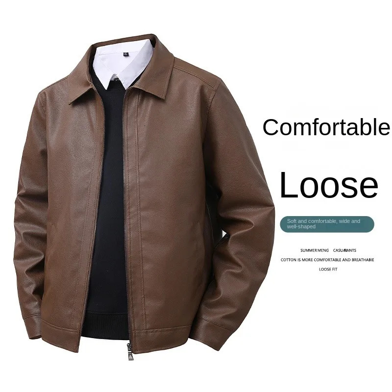 2025 leather jacket mens spring slim fit lapel casual jacket mens top windproof casual jacket mens cross-border 250808