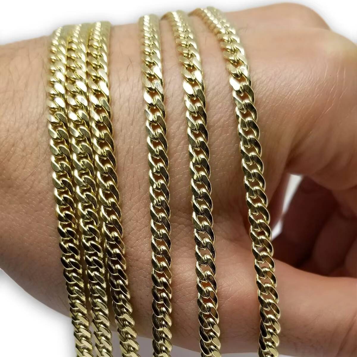 Wholesale 14K 18K Gold Filled Cuban Link Chain Bracelet Iced Out Hip Hop Necklace Fine Jewelry Men Women
