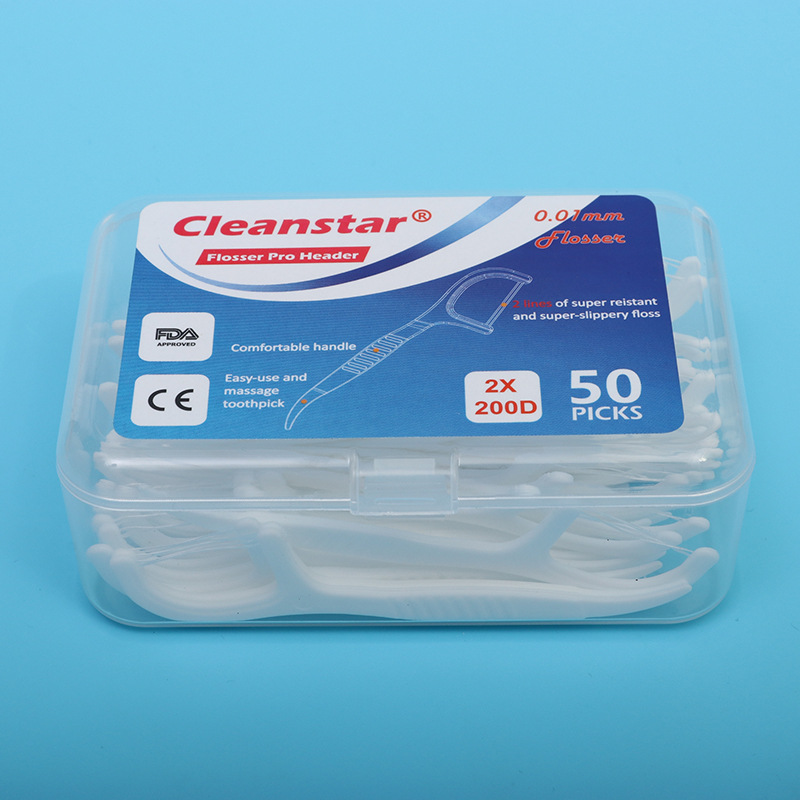 Dental floss storage box, 200D family pack, plastic toothpicks, disposable, 50 pieces, mini box, dental floss picks