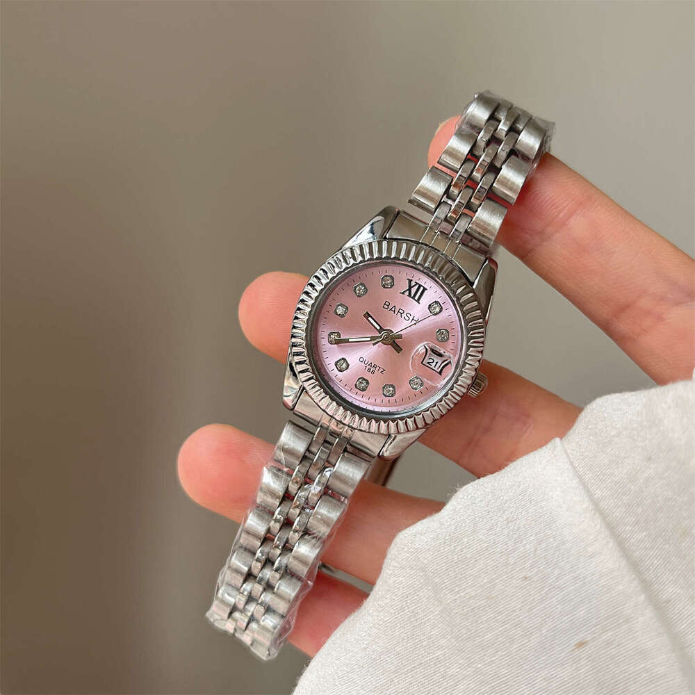 Gold Steel Round Dial Diamond Strap Calendar Casual Quartz Women's Designer Watch for Women TK Hot-Selling Model