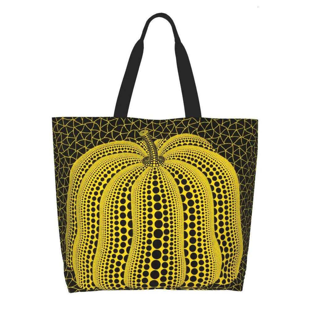 Funny Yayoi Kusama Puin Shopping Tote Bags Reusable Abstract Painting Canvas Grocery Shopper Shoulder Bag