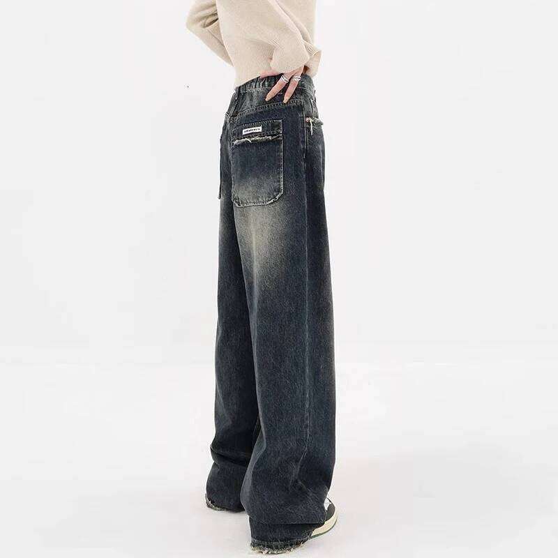 Haruku Y2K Jeans Women's Streetwear Retro Fashion Waisted High Street Loose Wide Leg Denim Pants Women