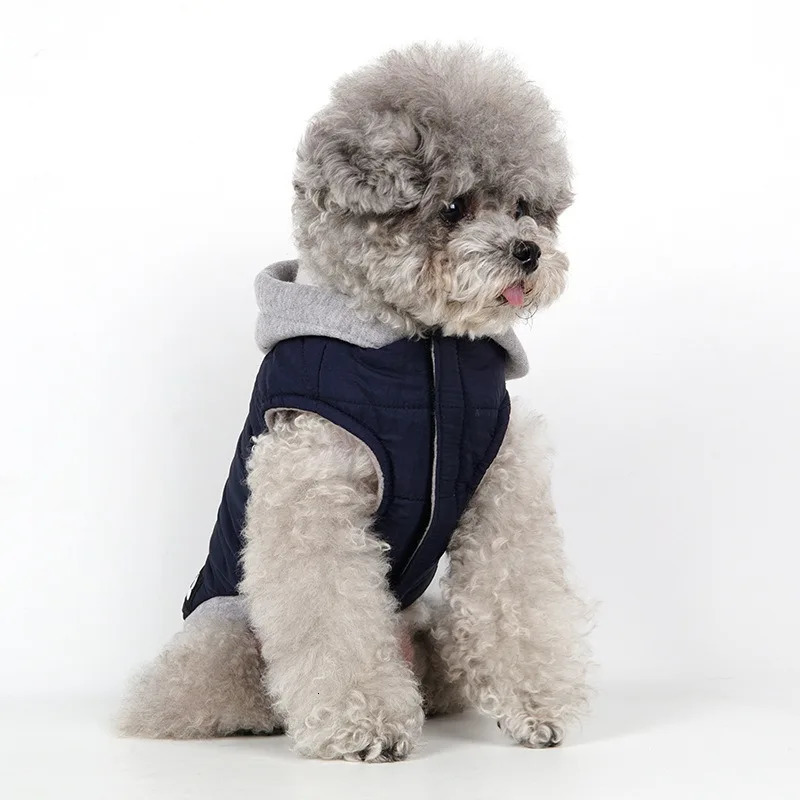 Pet Dog Warm Sweatshirt Spliced Hooded Vest Small and Mediumsized Thickened Autumn Winter Fashionable 250814
