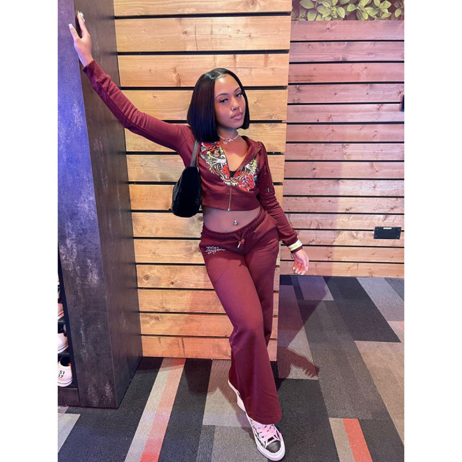 Women's Two-Piece Outfit: Trendy Casual Streetwear Set S-XXL - Fashionable Multi-Colored Print Clothing C260312