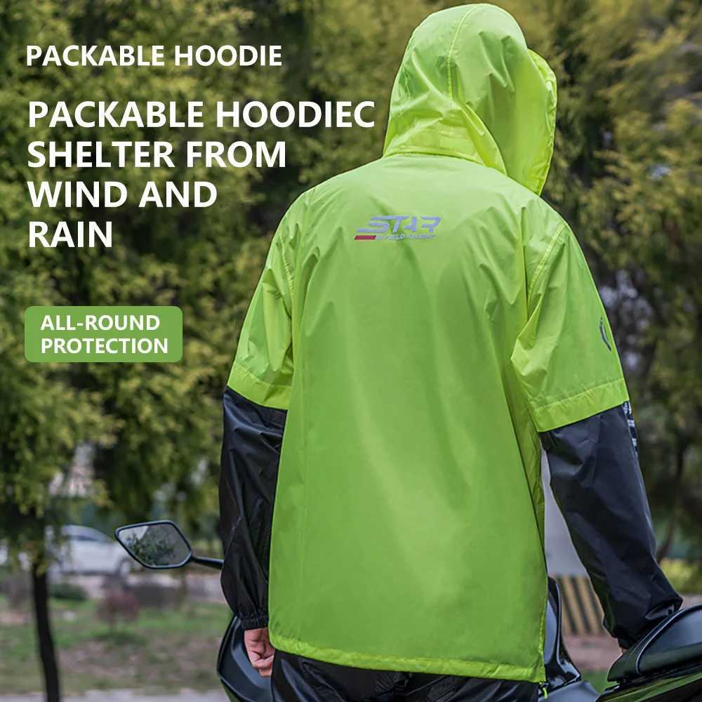 Star Field Knight Motorcycle Riding Raincoat Set Raincoat Rainpants Split Men and Womens Thin Reflective Waterproof Clothing Y250814