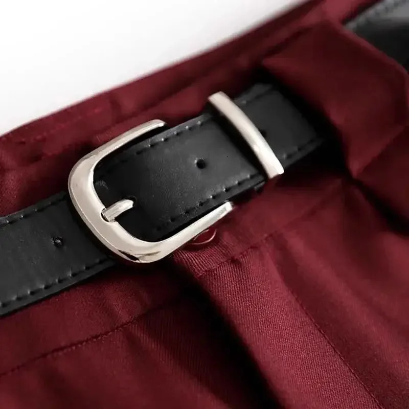 Gray Solid Office Lady High Waist Sashes Loose Straight Womens Pants AnkleLength Trousers Suit For Women Clothing 2025 250808