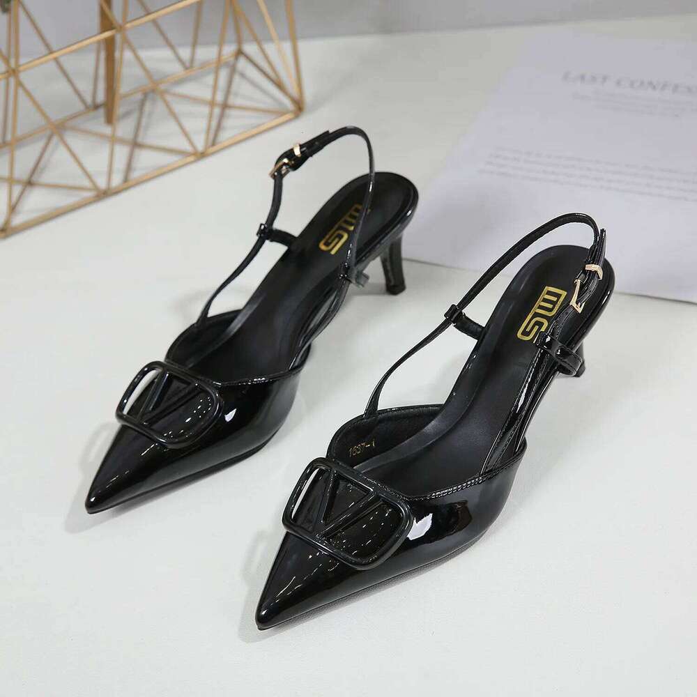Km-Roya 2025 Quality Buckle Designed Lady 6Cm/2.4Inch Mid Heel Dress Pump Women's Outdoor Sandal Shoes