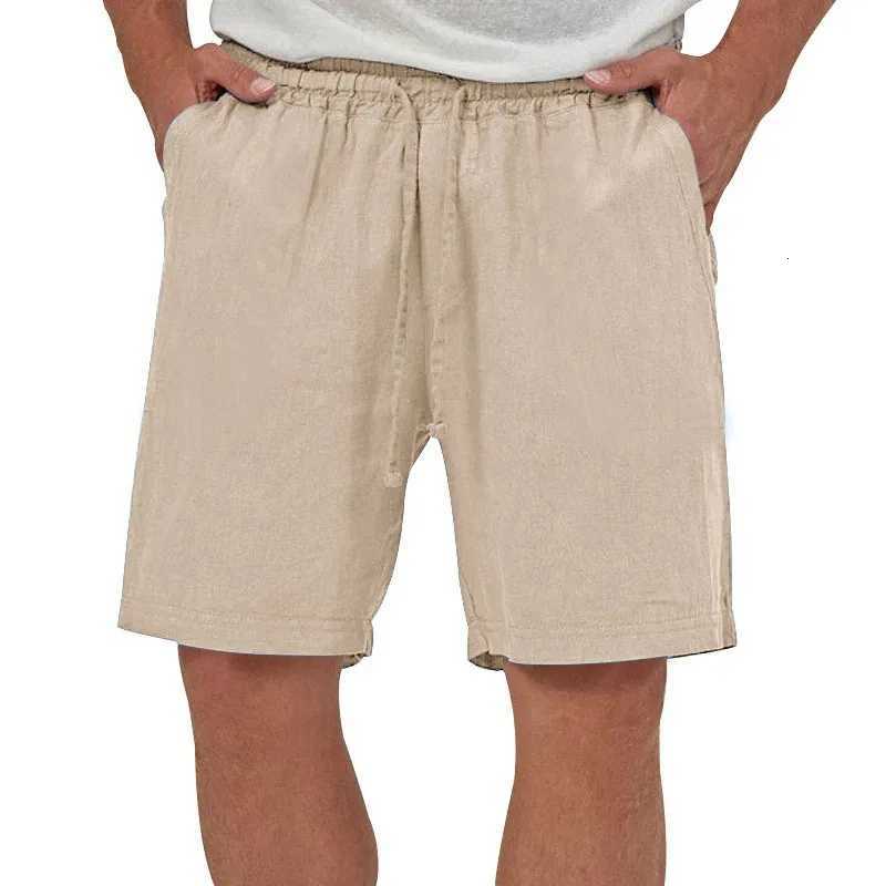 Mens Cotton Linen Shorts Casual Loose Fit Hawaiian Beach Style Short Pants Summer Breathable Lightweight Shorts Cozy Streetwear Y250814