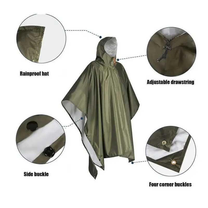 Hooded Rain Poncho Waterproof Portable Outdoor Canopy Lightweight Raincoat Hiking Hooded Coat for Hiking Camping adults Y250814
