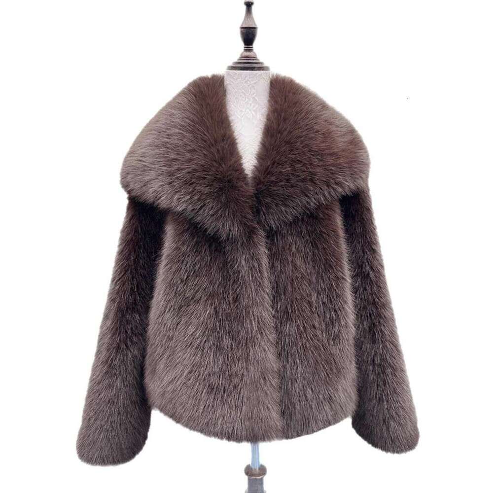 Fur big collar artificial fur coat fashionable imitation fox fur fur coat fluffy plush women's clothing