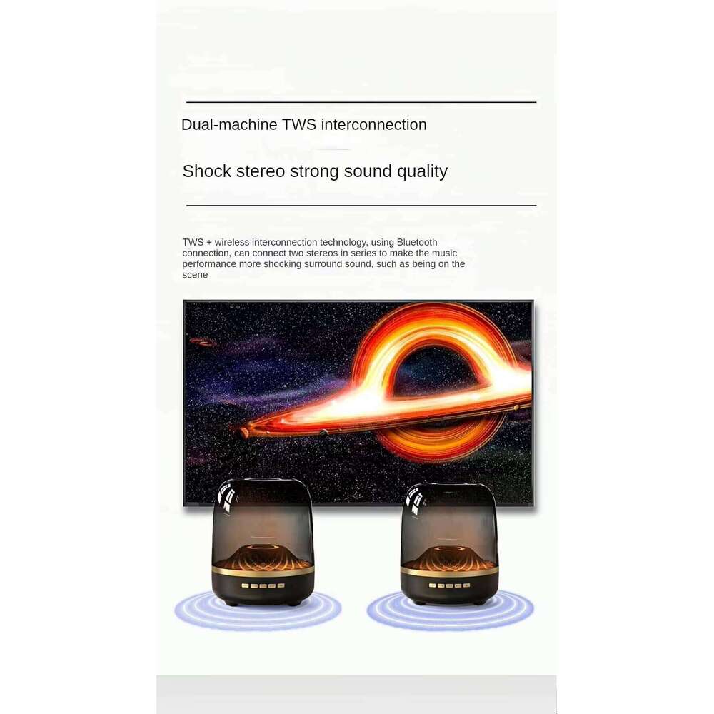 DHgargets Harman Kardon Style Bluetooth Speaker - RGB LED Desktop Subwoofer with 15W Bass, 5.3 Bluetooth (2 Sizes, Black)