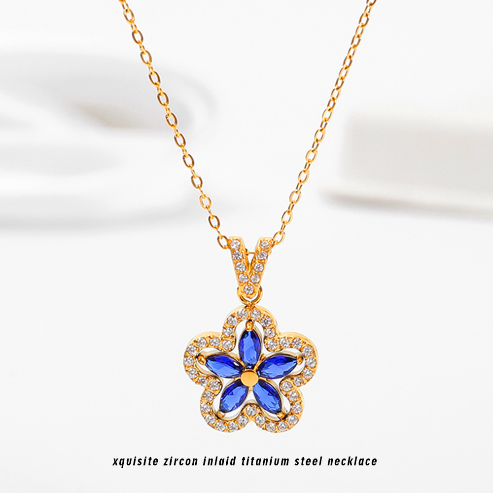 Gold Stainless Steel Inlaid Zircon Dopamine Necklace Simple High-End Feel Women's Non-Fading Jewelry Pendant Jewelry for Women