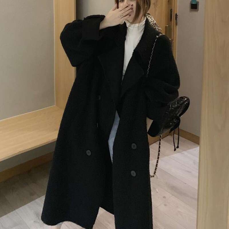 Korean style Autumn and winter corduroy casual suit suit trench coat women