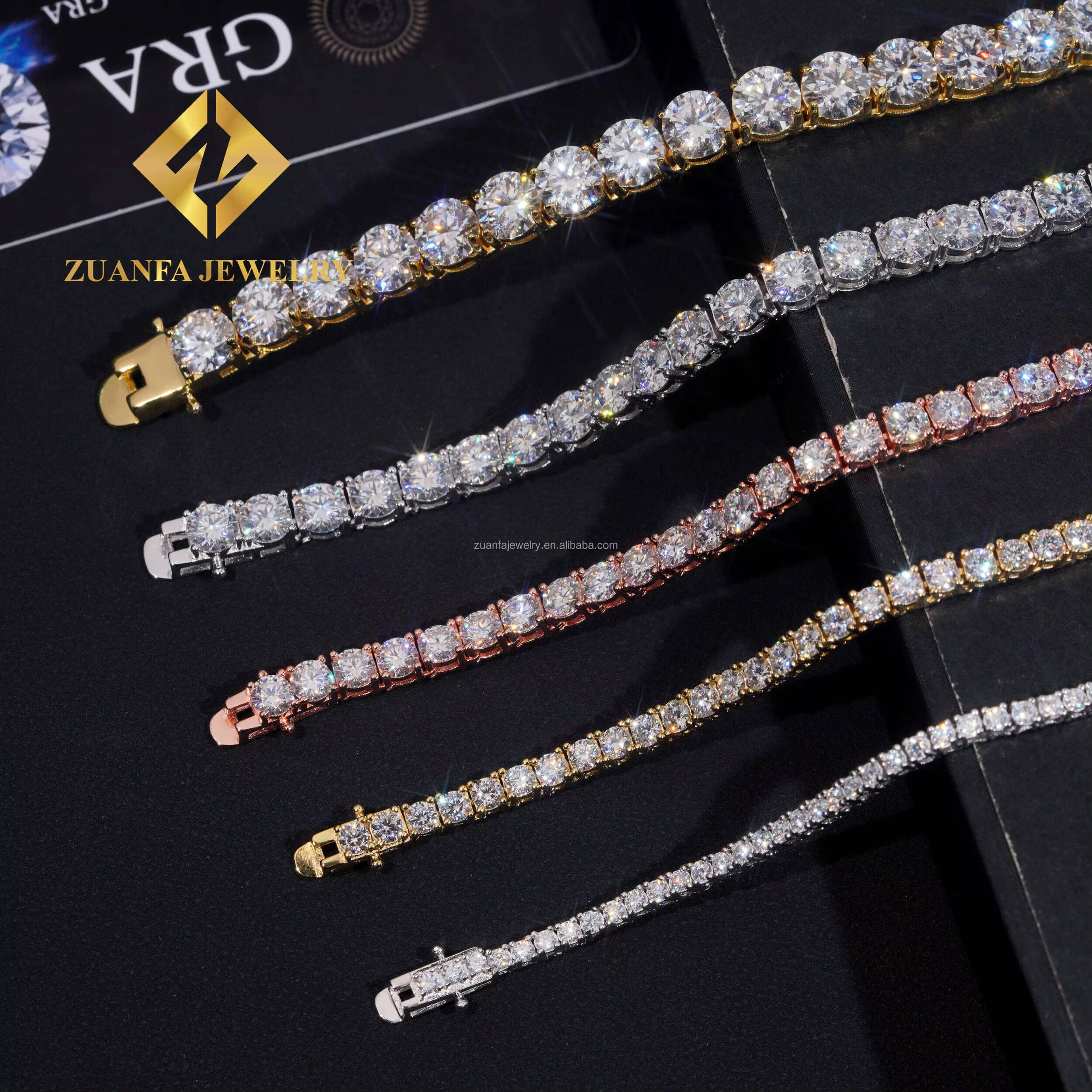 Best Selling Bulk Stock Iced Out Chains Silver S925 2mm 3mm 4mm 5mm 6.5mm VVS1 Moissanite Tennis Chain Necklace Women and Men