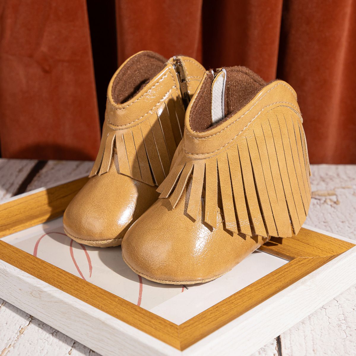 Winter Baby Girls Tassel PU Leather Baby Boots Side Zipper Soft Bottom Kidsnest Non-Slip Warm Toddler First Walkers Infant Crib Shoes