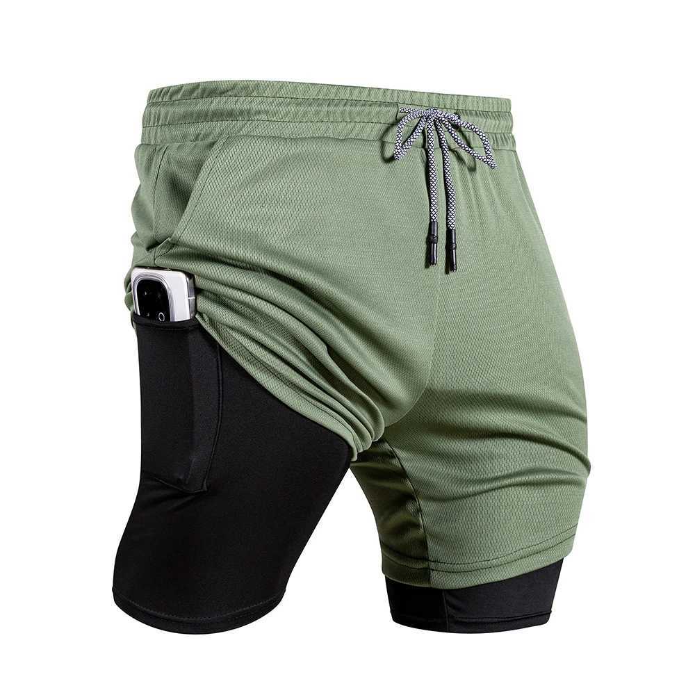 Mens Fitness Training Shorts Summer 2 in 1 Quick Dry Breathable Running Shorts Men Jogging Outdoor Sports Shorts Male Clothing Y250814
