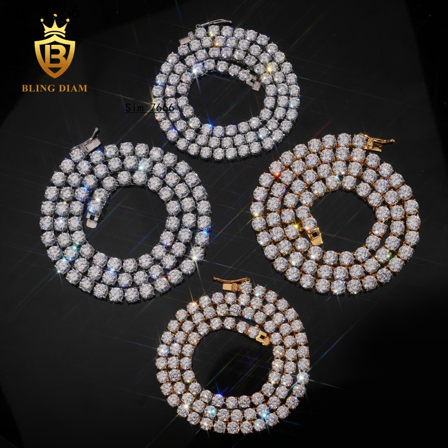 Wholesale Price 5mm 6mm 316L Stainless Steel Hip Hop Moissanite Tennis Chain Necklace Silver Jewelry for Women Men