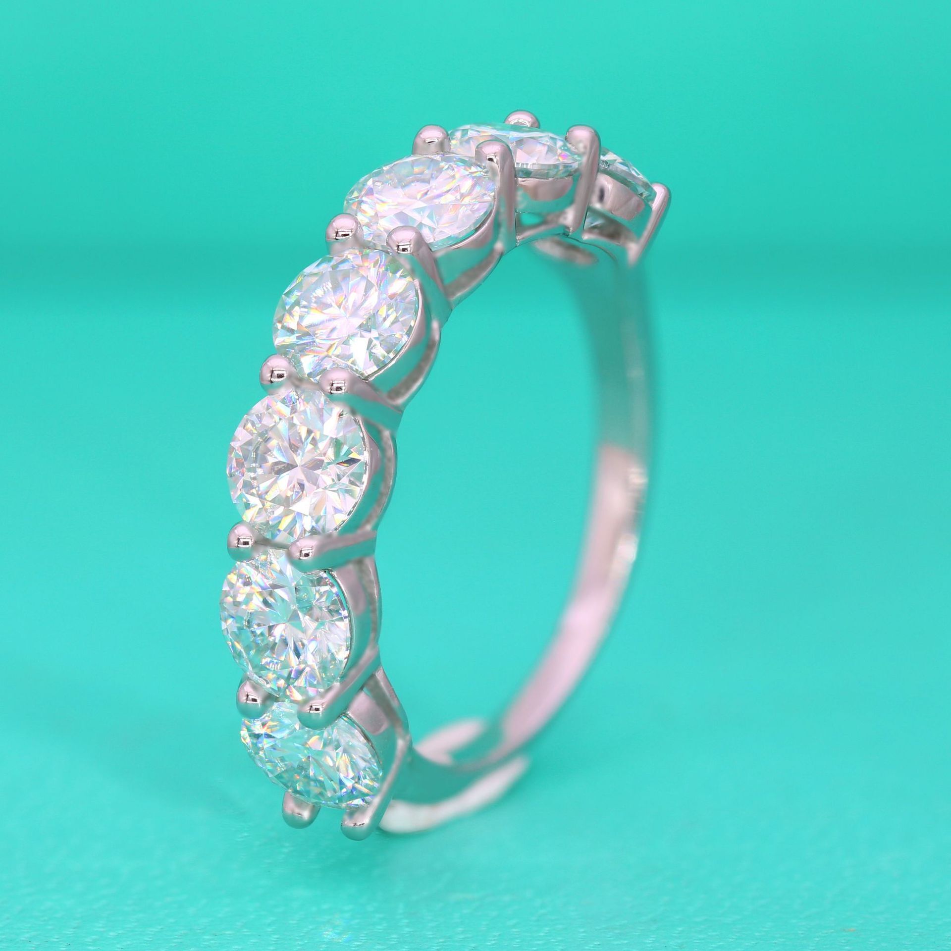 D with GRA Card Round Anniversary Rings 925 Silver Vvs Moissanite Diamond Engagement Ring for Women