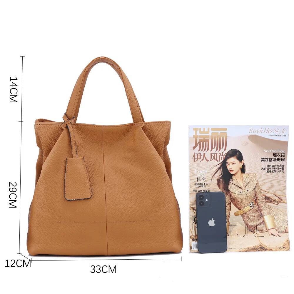 Zency Soft Genuine Leather Handbag Women's Shoulder Winter Fashion Casual Design Shopper Crossbody Large Bucket Tote Bag