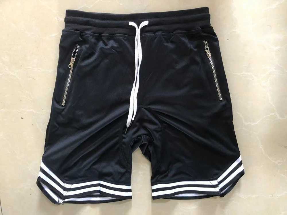 Mens zippered pocket drawstring shorts sportswear breathable quick drying comfortable loose fitting color matching shorts Y250814