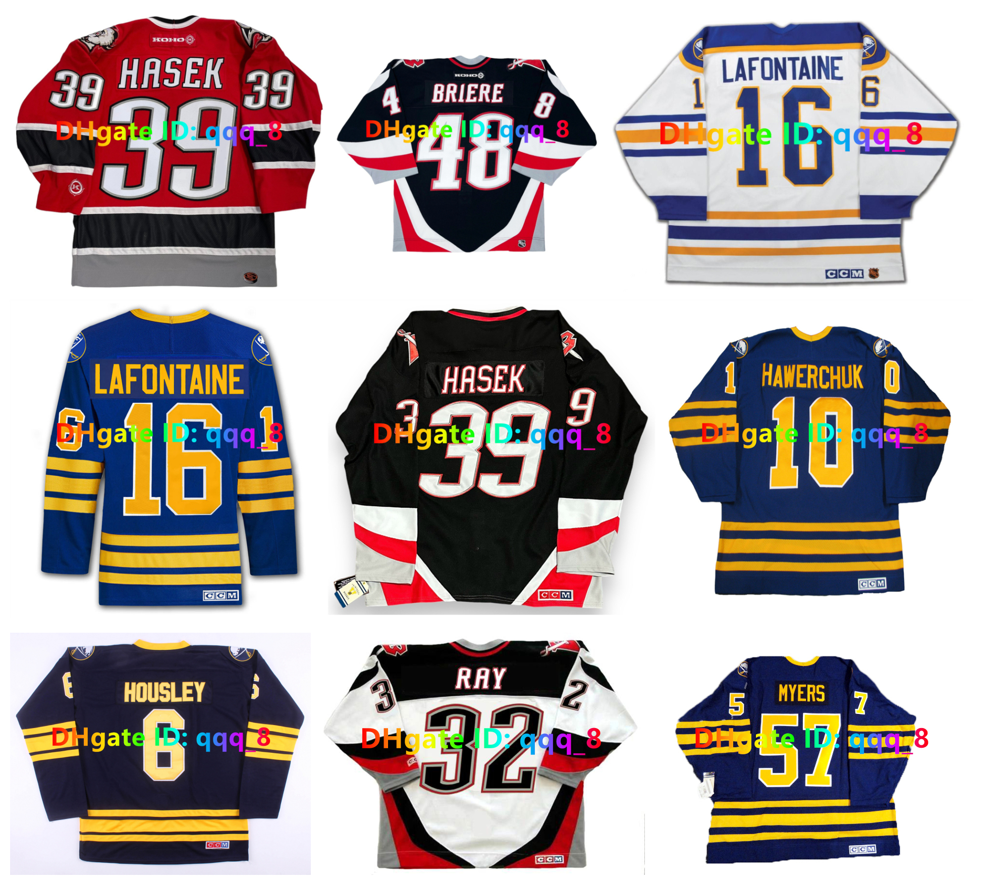 Dominik Hasek DANIEL BRIERE Sabres Throwback Hockey Jerseys ALEXANDER MOGILNY CHRIS DRURY GILBERT PERREAULT RYAN MILLER PHIL HOUSLEY MARTIN BIRON Size S-4XL