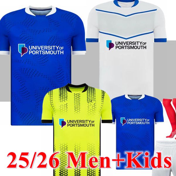 25 26 Portsmouth Jerseys 2025 2026 Home AWAY 3rd SAYDEE 15 BISHOP 9 YENGI 10 Football Shirt Maillots Adult Camesita De Futol Men Kid Soccer Kits