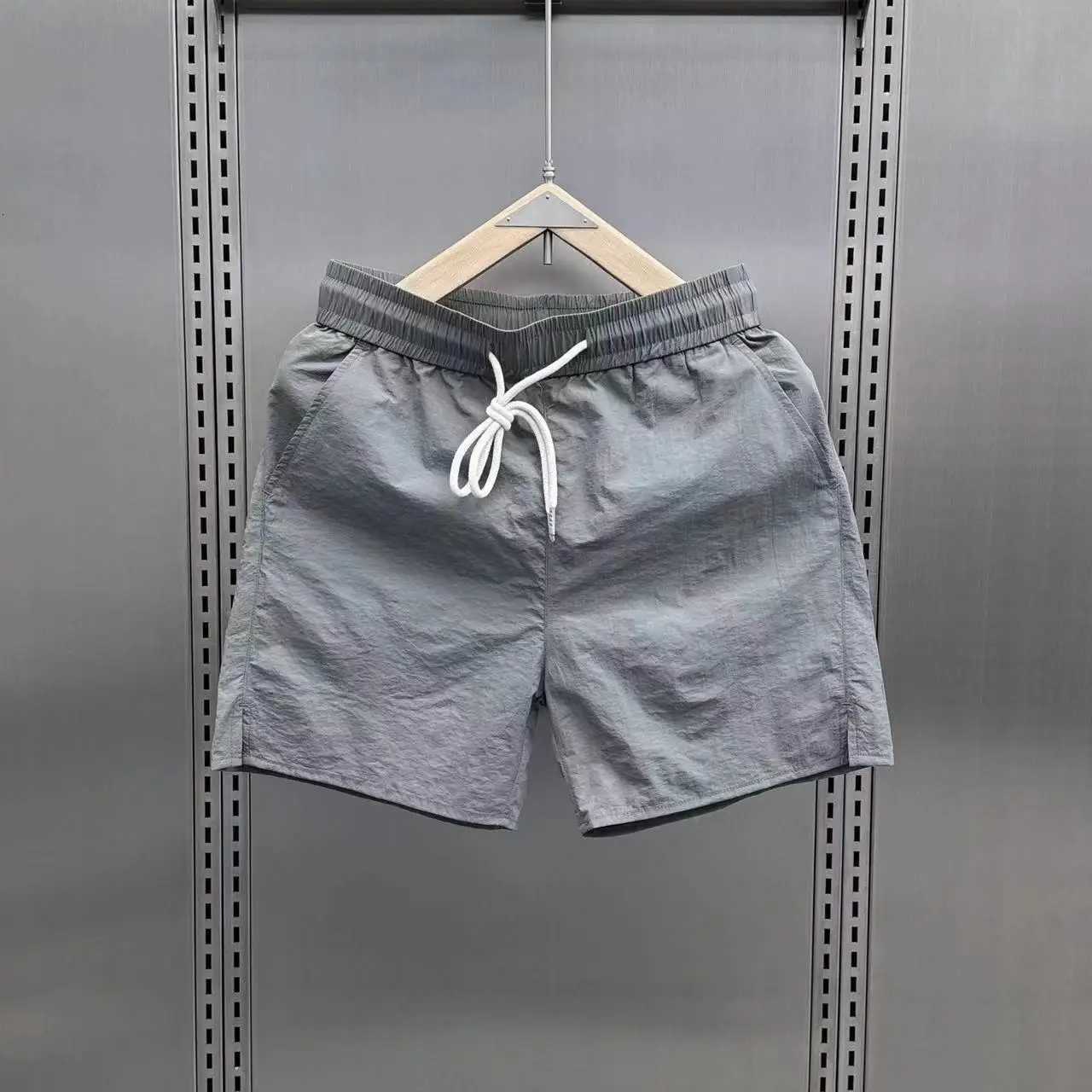 Men Summer Thin Ice Silk Quick-drying Casual Drawstring Solid Color Beach Pants Y250814