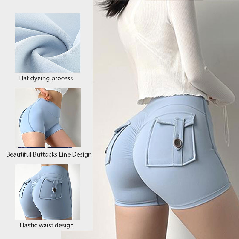 Tight-Fitting Spandex Shorties With Built-In Pocket Design Suitable for Various Exercises