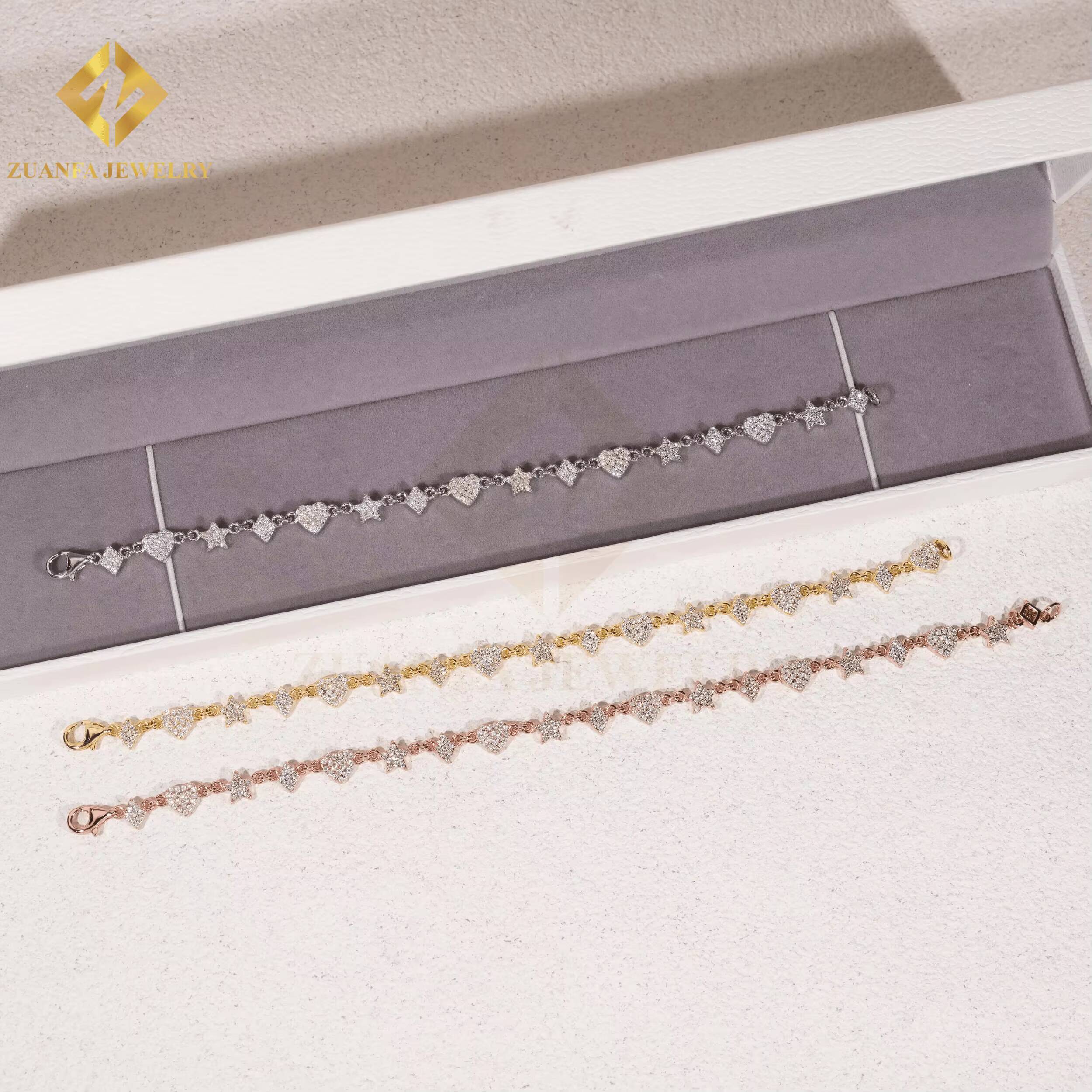 New Arrival Moissanite Pass Diamond Tester Bracelets 925 Silver Gold Plated Fashion Unisex Chain bracelet for Daily Jewelry