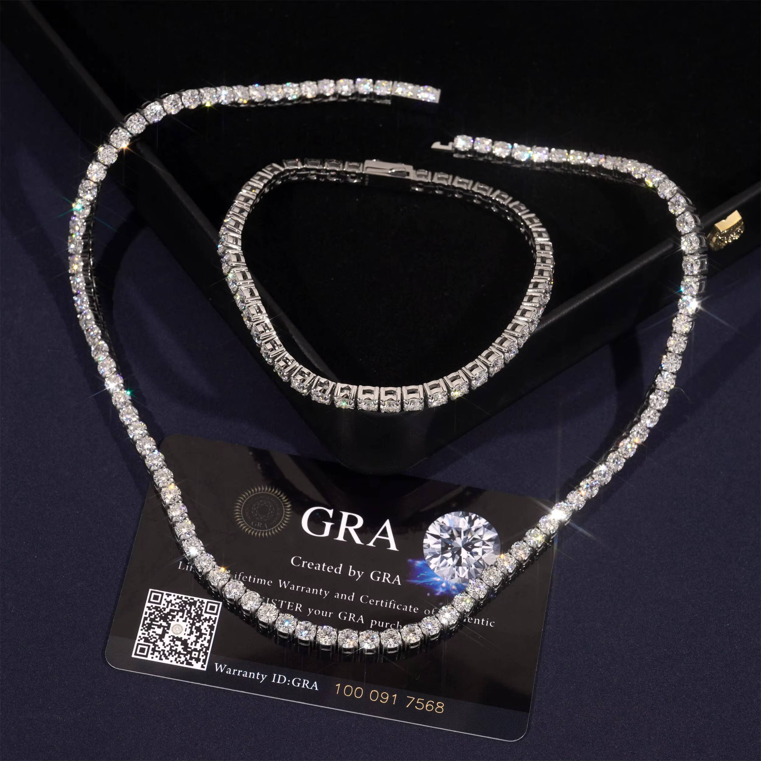 3mm 4mm Tennis Chain Stainless Steel Iced Out Moissanite Hip Hop Jewelry High Quality Diamond Pass Diamond test Necklace