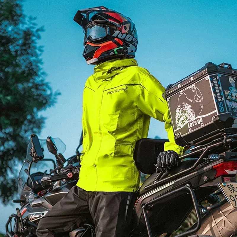 Motorcycle Rainsuit Waterproof Split Raincoat Suit Cycling Motorbike and Pants Lightweight Foldable Windproof Reflective Y250814