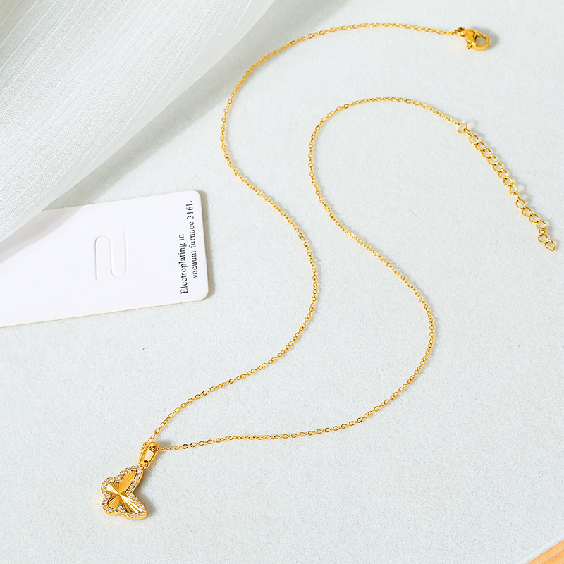 Butterfly Summer Women's High-end Heart-shaped Non-fading Dongguan Titanium Steel Necklace Jewelry Jewelry for Women