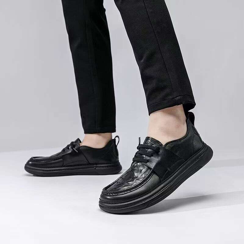Crooked Shoes For Men, 2025 Autumn New Item, Versatile Business Casual Leather Men's Shoes, Thick Soled Loafers