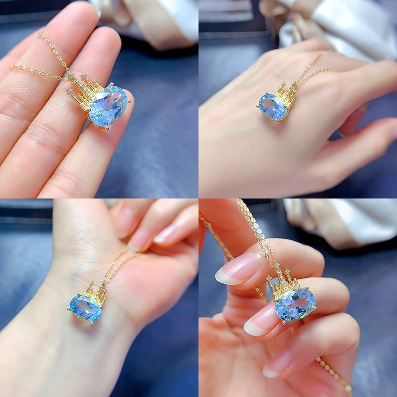 Real 925 silver pendant genuine topaz pendant 10mm*14mm natural topaz jewelry silver dreamlike castle pendant birthday gift for girlfriend