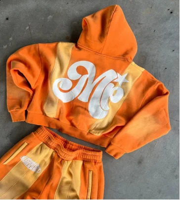 Casual trend splicing n hoodie sports twopiece set y2k hiphop loose fit and bodybuilding straight leg pants 250815