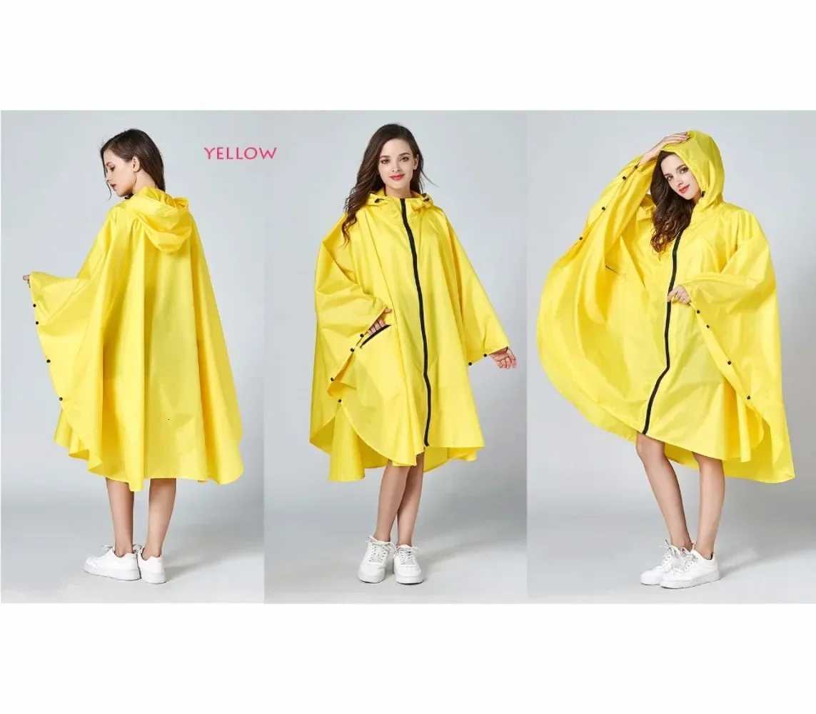 Womens Fashion Waterproof Rainwear Poncho Coloful Raincoat with Hood and Zipper Outdoor Hiking Camping Cloak Rain Coat Y250814