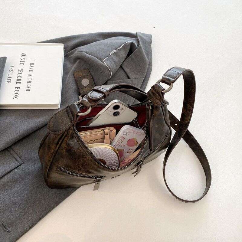 New women's motorcycle handbag armpit shoulder bag wear-resistant waterproof PU