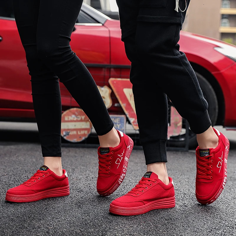 Fashion Women Vulcanized Shoes Sneakers Ladies Lace-up Casual Shoes Breathable Canvas Red white Lover Shoes Graffiti Flat 250809